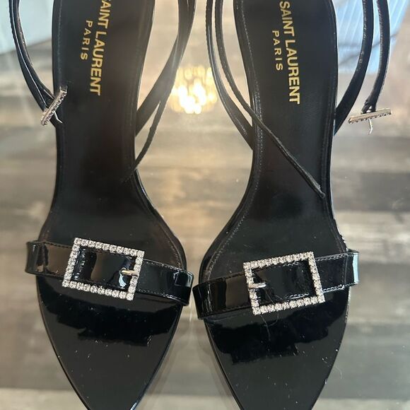 Saint Laurent Black Strappy Sandals - Picture 1 of 12